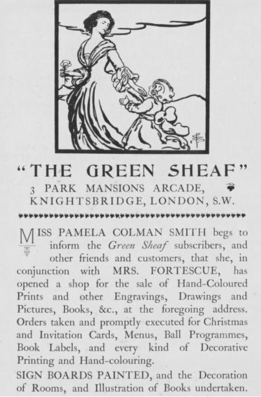 Advertisement for the Green Sheaf Shop.